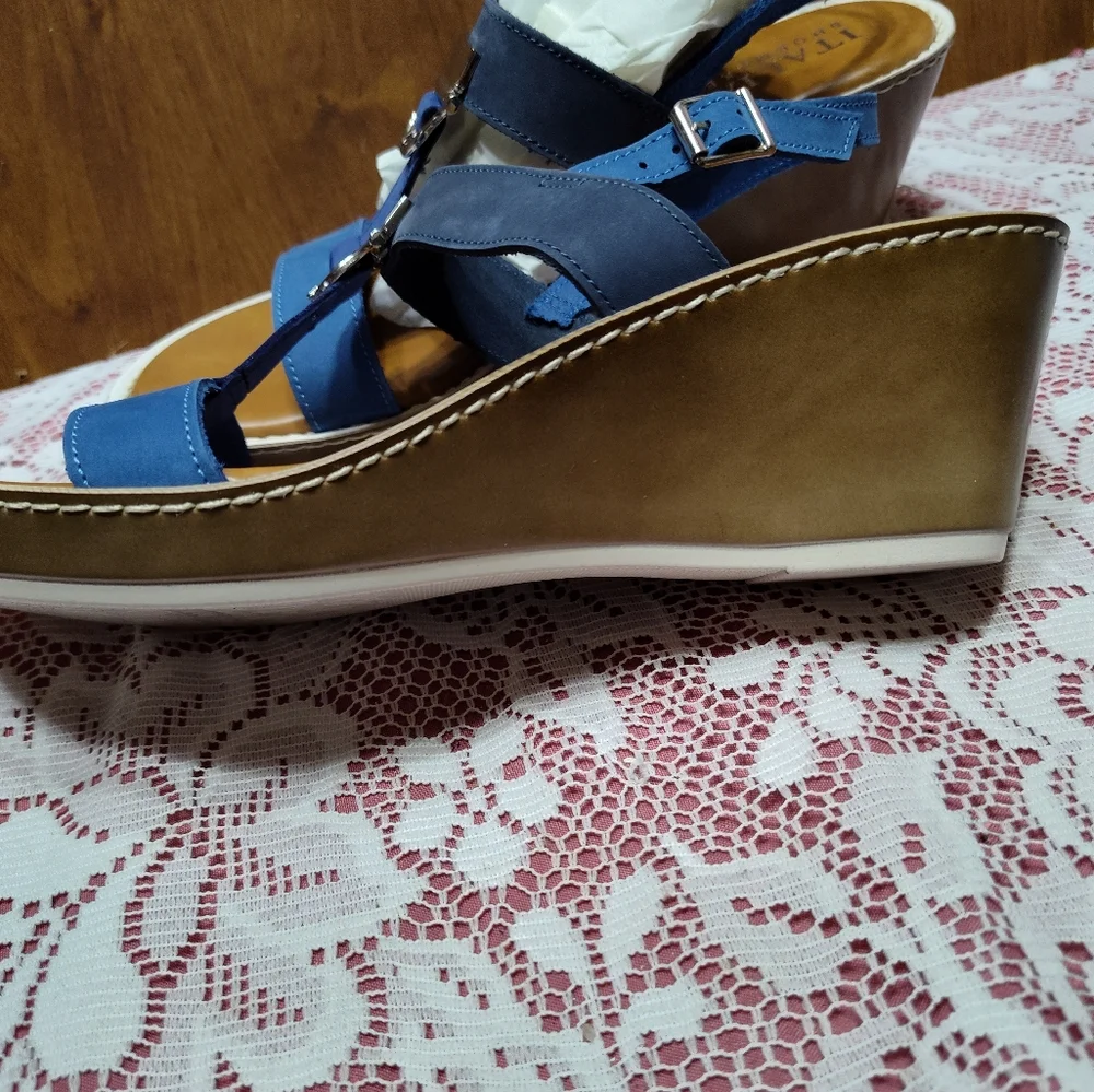Italian Shoemaker Leather Upper Navy Blue Size 12 NIB